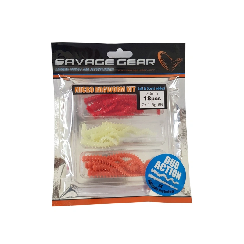 Savage Gear LRF Ragworm Kit (18+2 Adet) UV-Red-Pink-Glow Silikon Yem