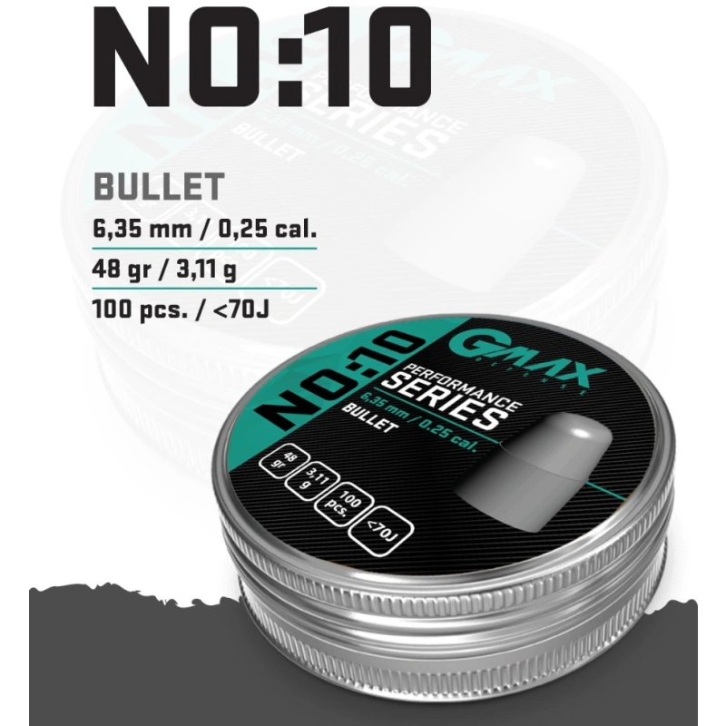 GMAX 6,35 mm Bullet PCP Saçma 48 Gr. No : 10