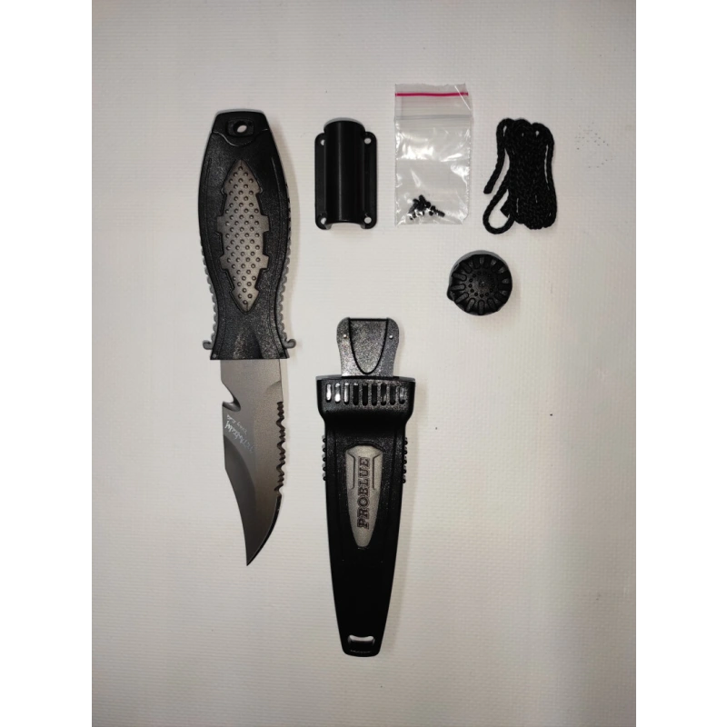 Problue KN-65T-SIL Divers Knife Siyah-Gri Titanyum Dalış Bıçağı