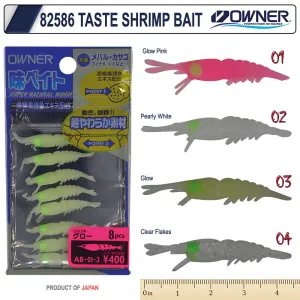 Owner 82586 Taste Shrimp Bait (8'li Paket) 4cm Silikon Yem - Clear Flakes 04