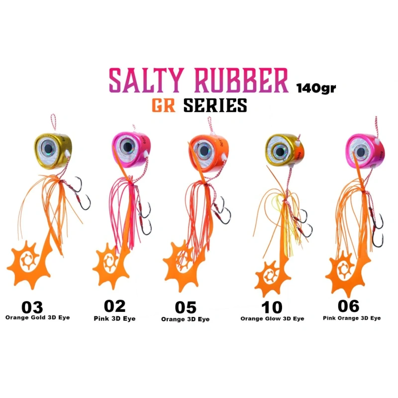 Fujin Salty Rubber 140gr GR Serisi Tai Rubber Set - 10 Orange Glow 3D Eye