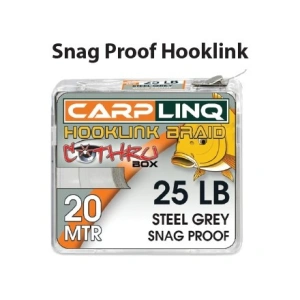 Carp Linq Snag Prof Hooklink Braid 20m 25Lb Steel Grey