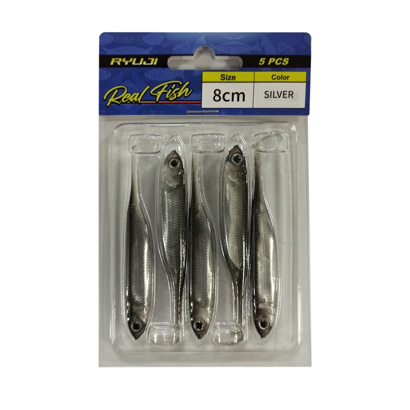 Ryuji Real Fish 8cm (5'li Paket) Silikon Yem - Blue